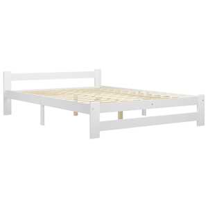 vidaXL Sengeramme med 4 skuffer hvit heltre furu 160x200 cm