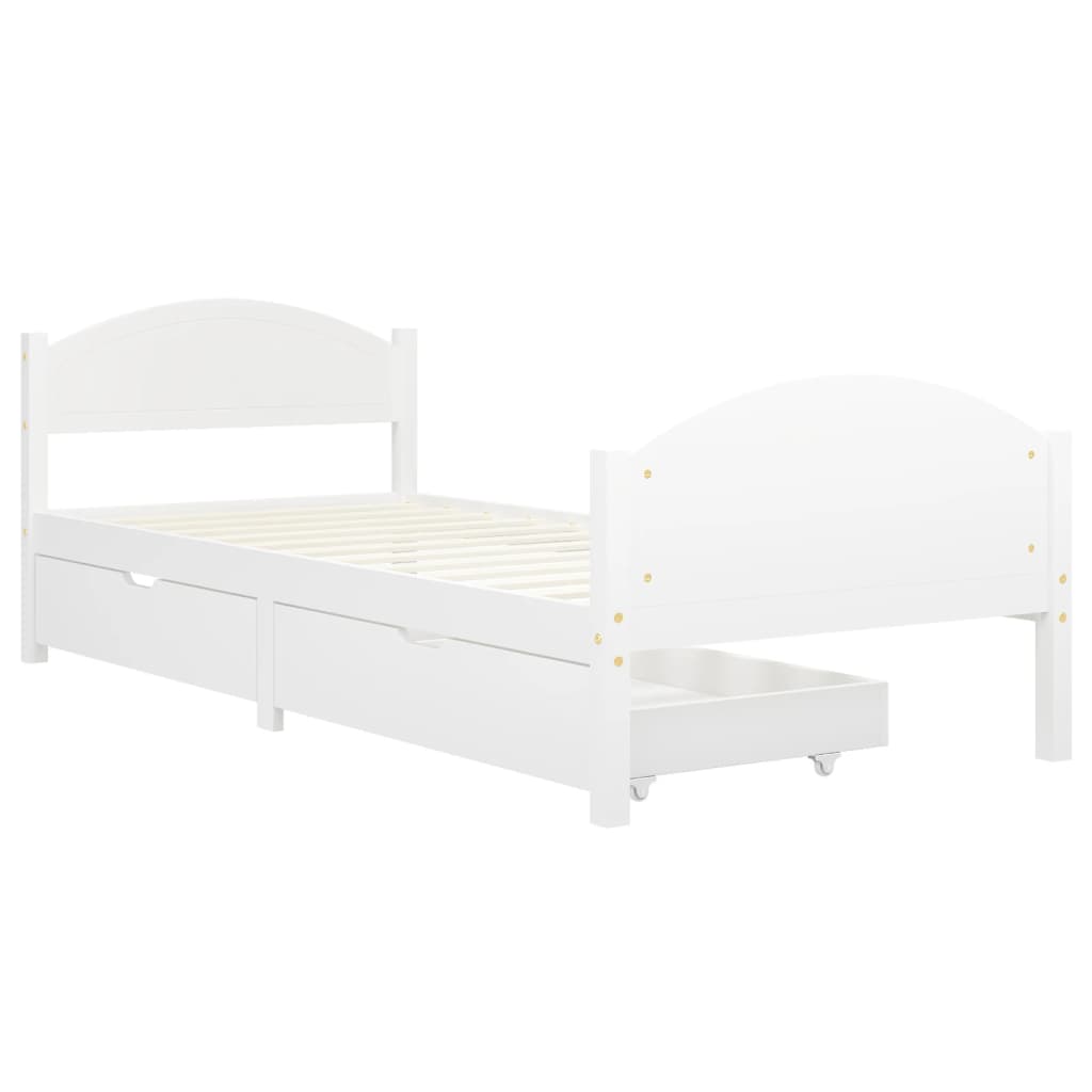 

vidaXL Bedframe met 2 lades massief grenenhout wit 90x200 cm