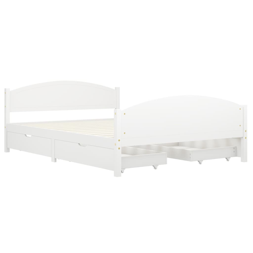 

vidaXL Bedframe met 2 lades massief grenenhout wit 160x200 cm