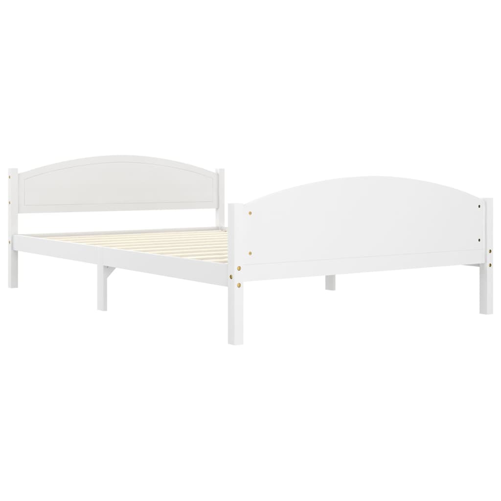 Рамка за легло с 2 чекмеджета, бяла, бор масив, 160x200 см