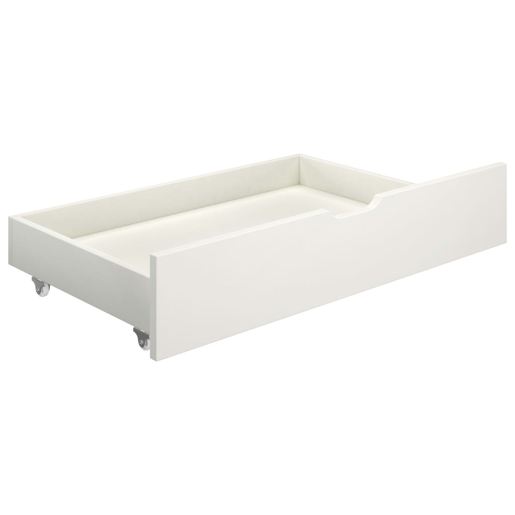 Рамка за легло с 2 чекмеджета, бяла, бор масив, 160x200 см