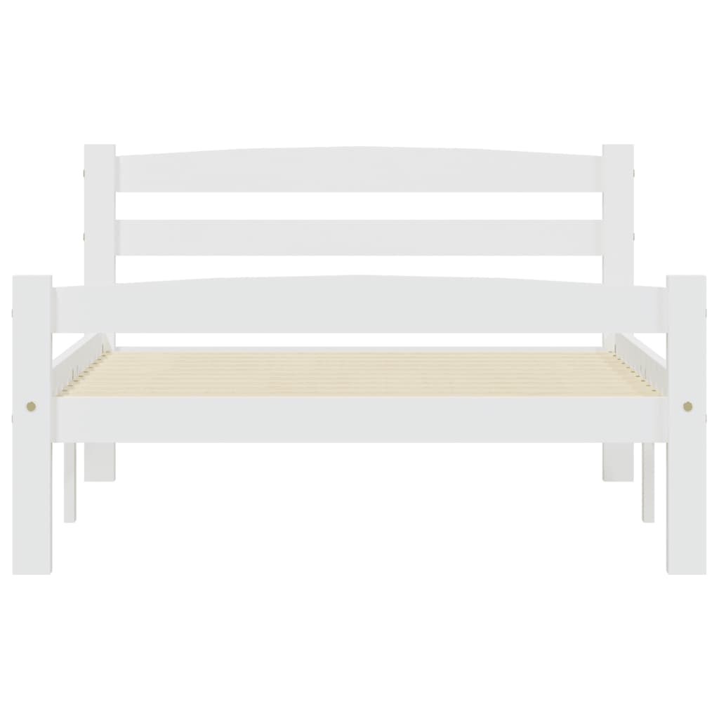 Рамка за легло с 2 чекмеджета, бяла, бор масив, 90x200 см