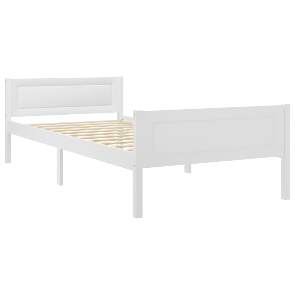 Рамка за легло с 2 чекмеджета, бяла, бор масив, 100x200 см