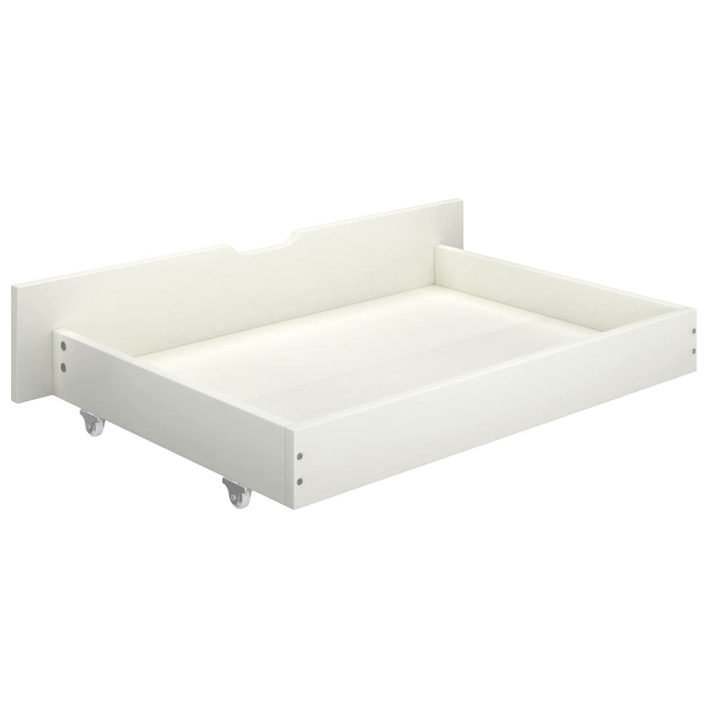 Рамка за легло с 2 чекмеджета, бяла, бор масив, 140x200 см