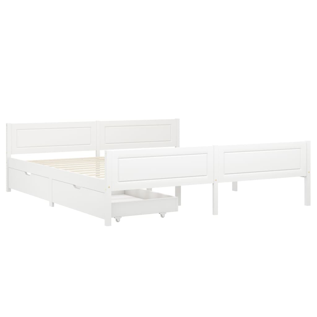 

vidaXL Bedframe met 2 lades massief grenenhout wit 180x200 cm