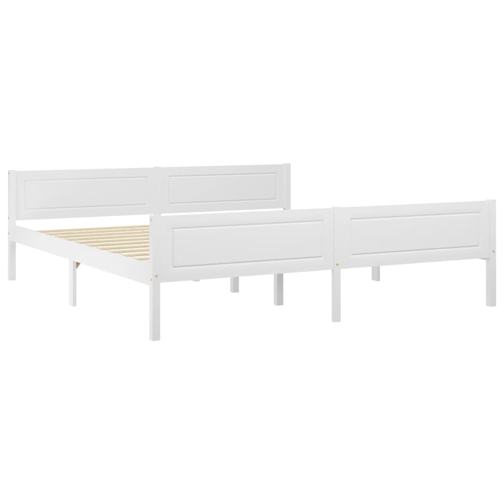 Рамка за легло с 2 чекмеджета, бяла, бор масив, 180x200 см