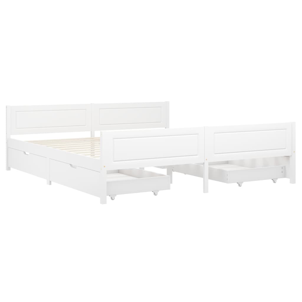

vidaXL Bedframe met 4 lades massief grenenhout wit 180x200 cm