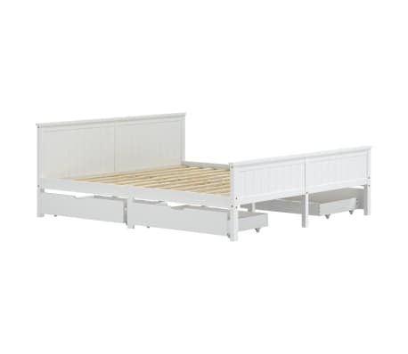 vidaXL Rama łóżka z 4 szufladami, biała, drewno sosnowe, 180 x 200 cm