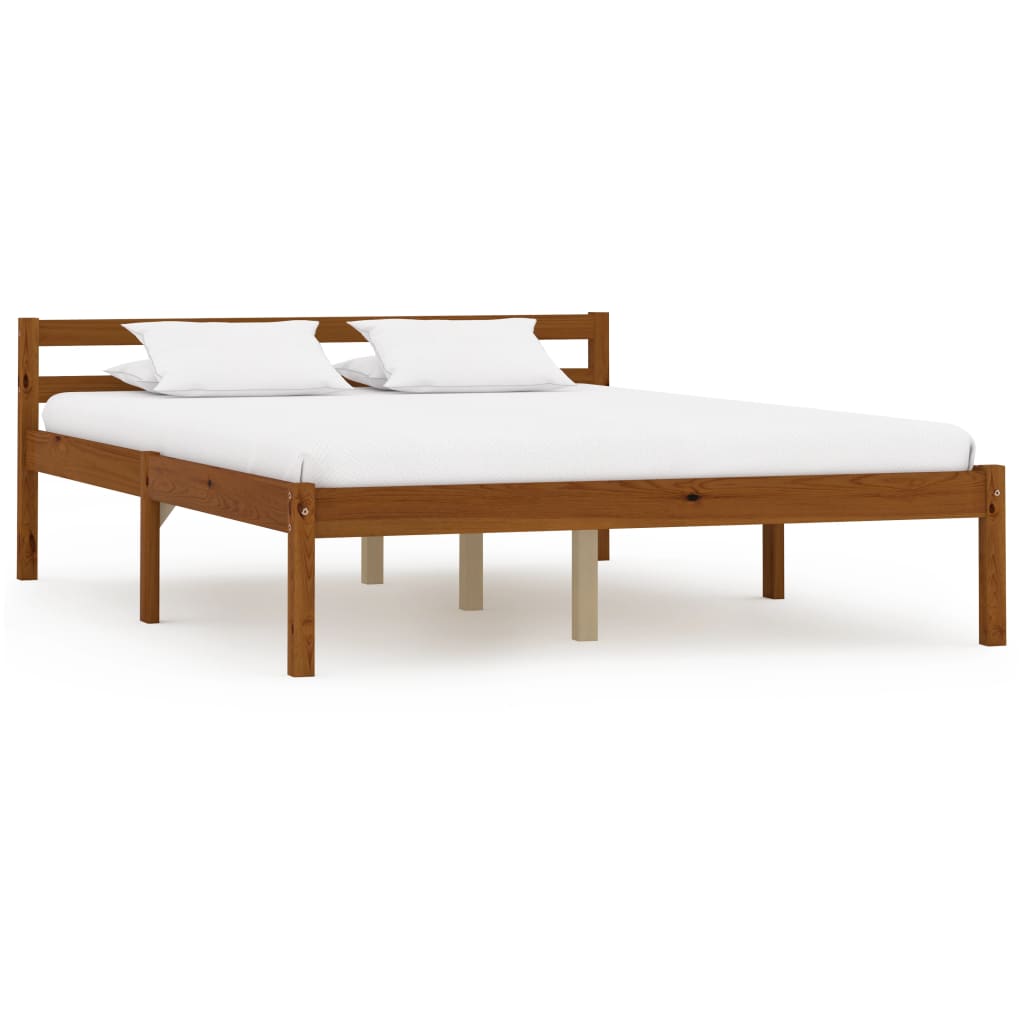 vidaXL Bed Frame with 2 Drawers Honey Brown Solid Pine Wood 140x200 cm