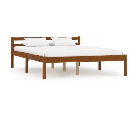 vidaXL Bed Frame with 2 Drawers Honey Brown Solid Pine Wood 140x200 cm