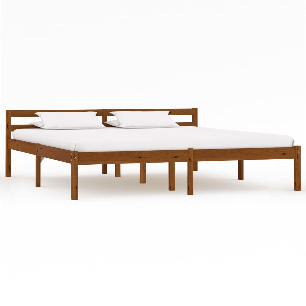 vidaXL Bed Frame with 2 Drawers Honey Brown Solid Pine Wood 160x200 cm