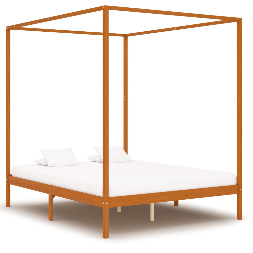 

vidaXL Hemelbedframe met 2 lades massief grenenhout 160x200 cm