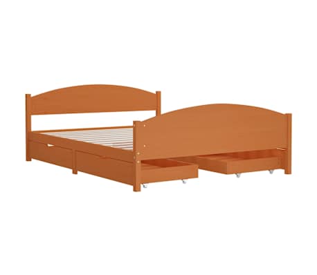 vidaXL Sengeramme med 4 skuffer honningbrun heltre furu 160x200 cm