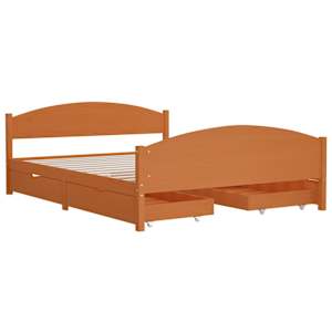 vidaXL Sengeramme med 4 skuffer honningbrun heltre furu 160x200 cm