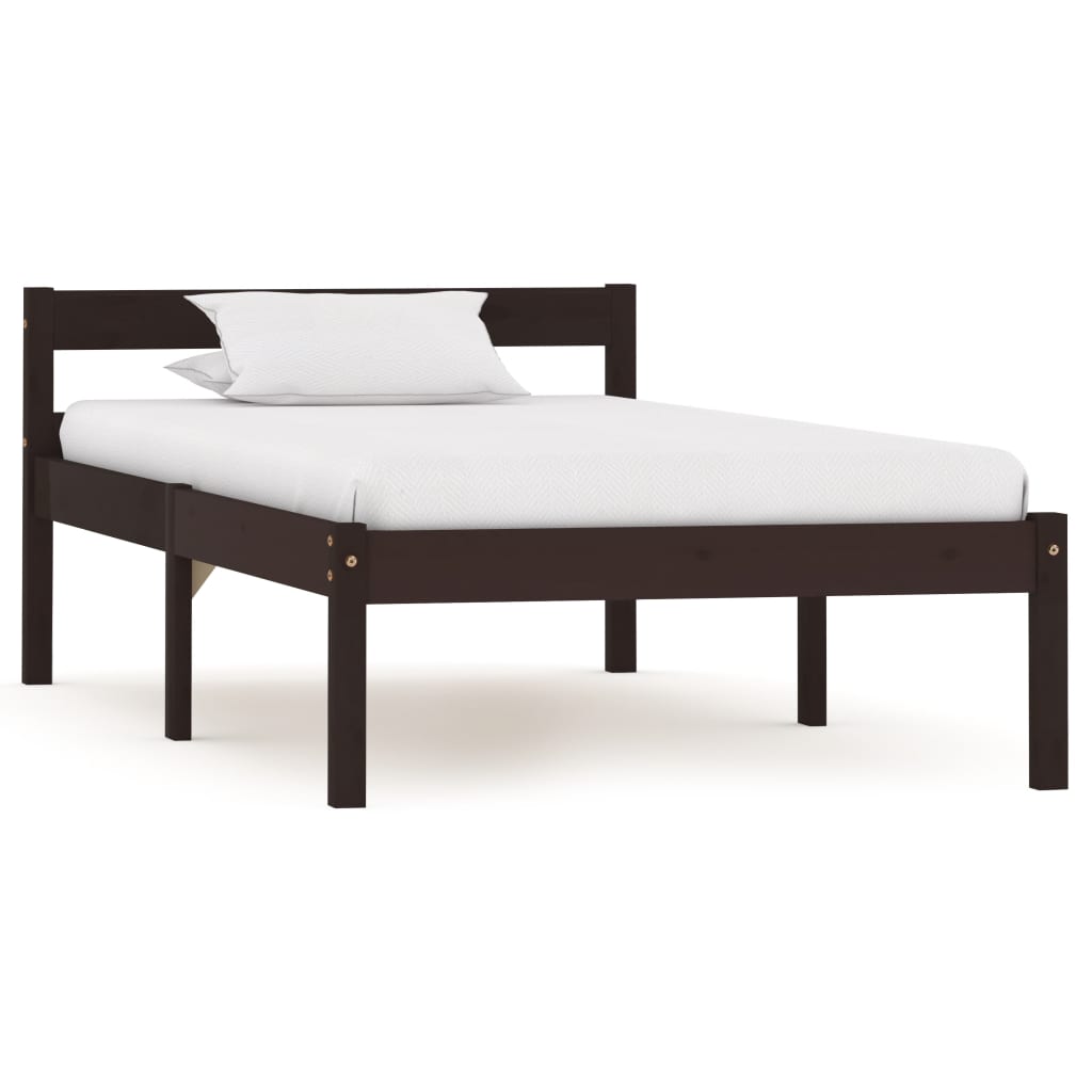 

vidaXL Bedframe met 2 lades massief grenenhout donkerbruin 100x200 cm