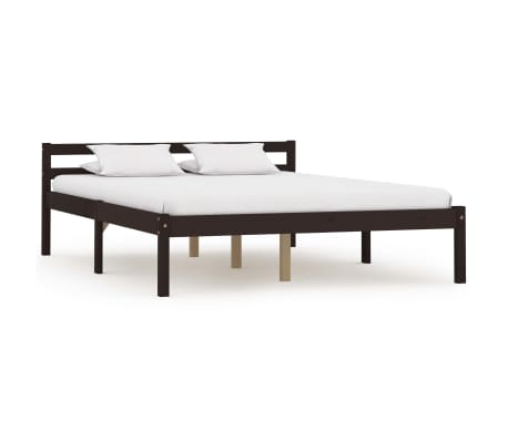 vidaXL Lovos rėmas su 2 stalčiais, tamsiai rudas, 120x200cm, pušis