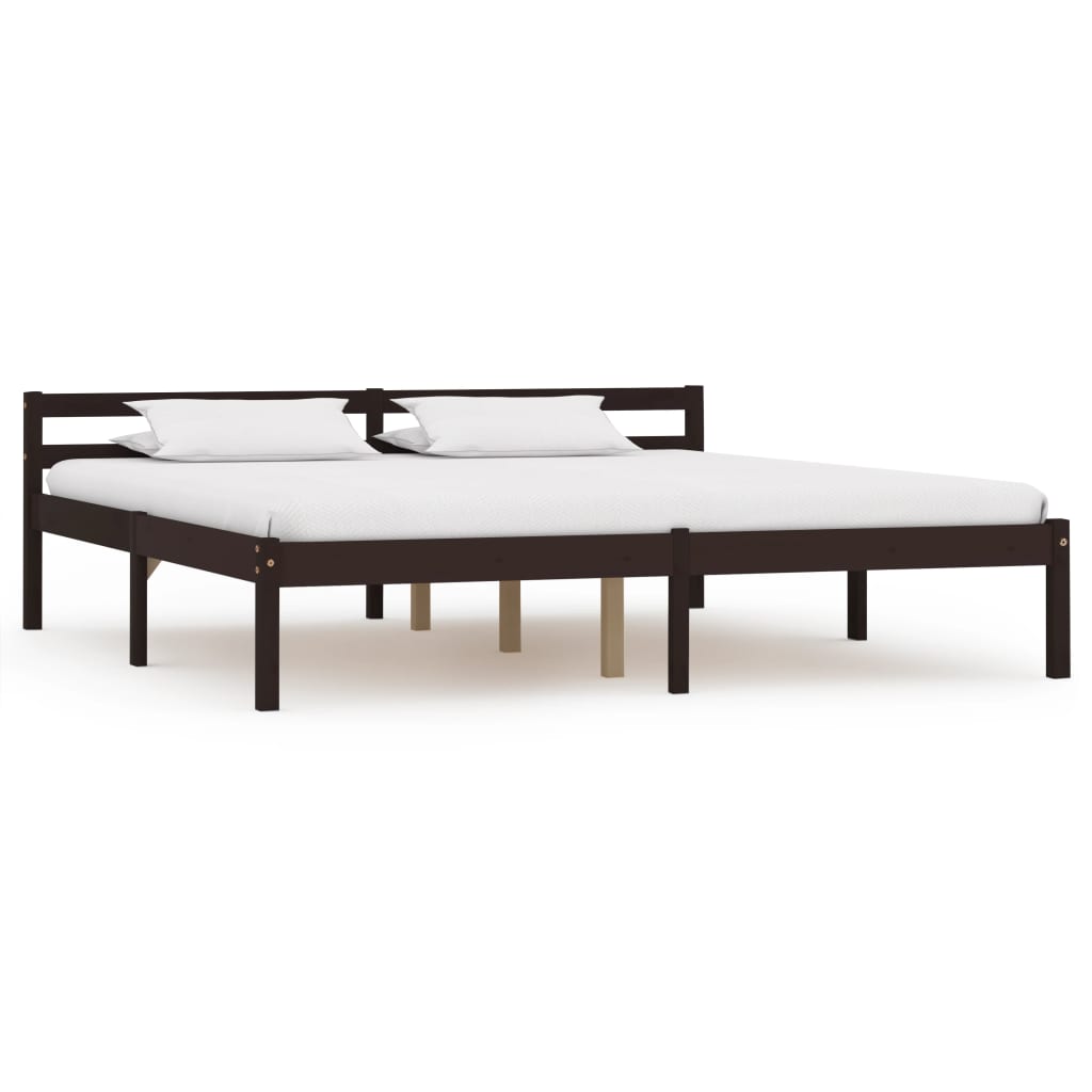 

vidaXL Bedframe met 2 lades massief grenenhout donkerbruin 160x200 cm