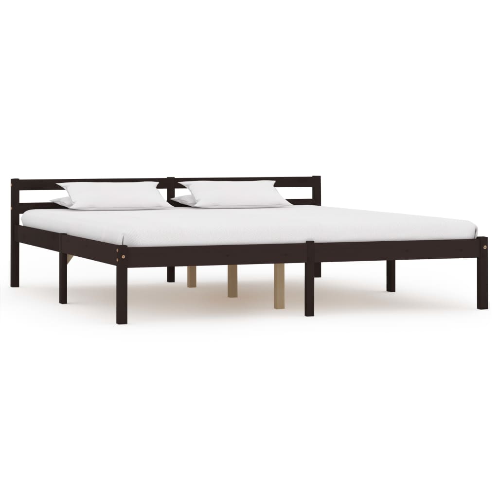 

vidaXL Bedframe met 2 lades massief grenenhout donkerbruin 180x200 cm
