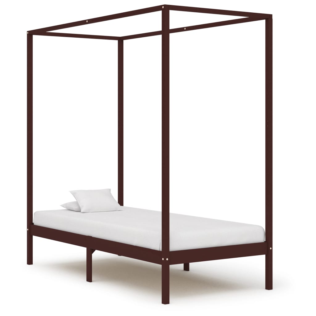 

vidaXL Hemelbedframe met 2 lades grenenhout donkerbruin 90x200 cm