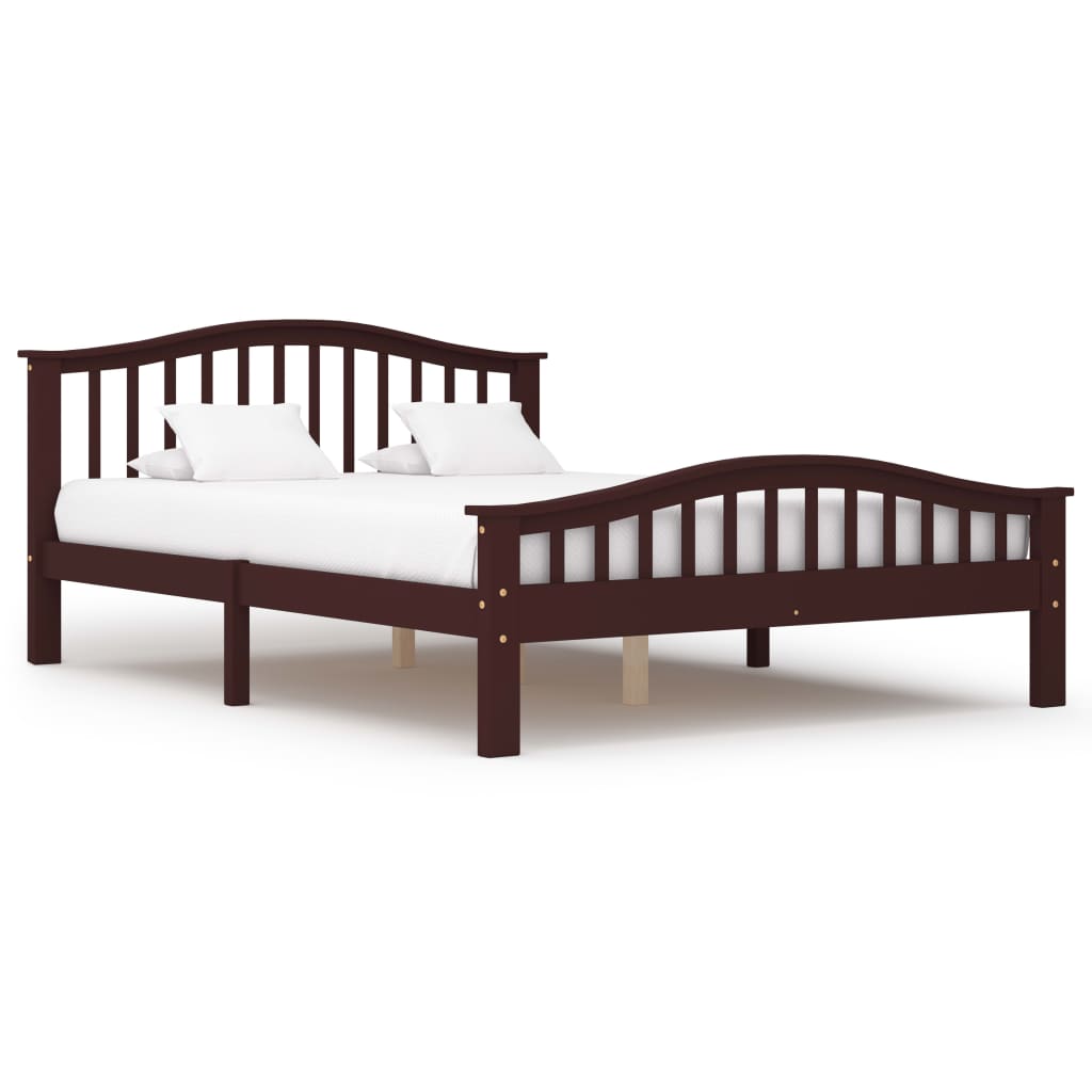 

vidaXL Bedframe met 2 lades massief grenenhout donkerbruin 140x200 cm