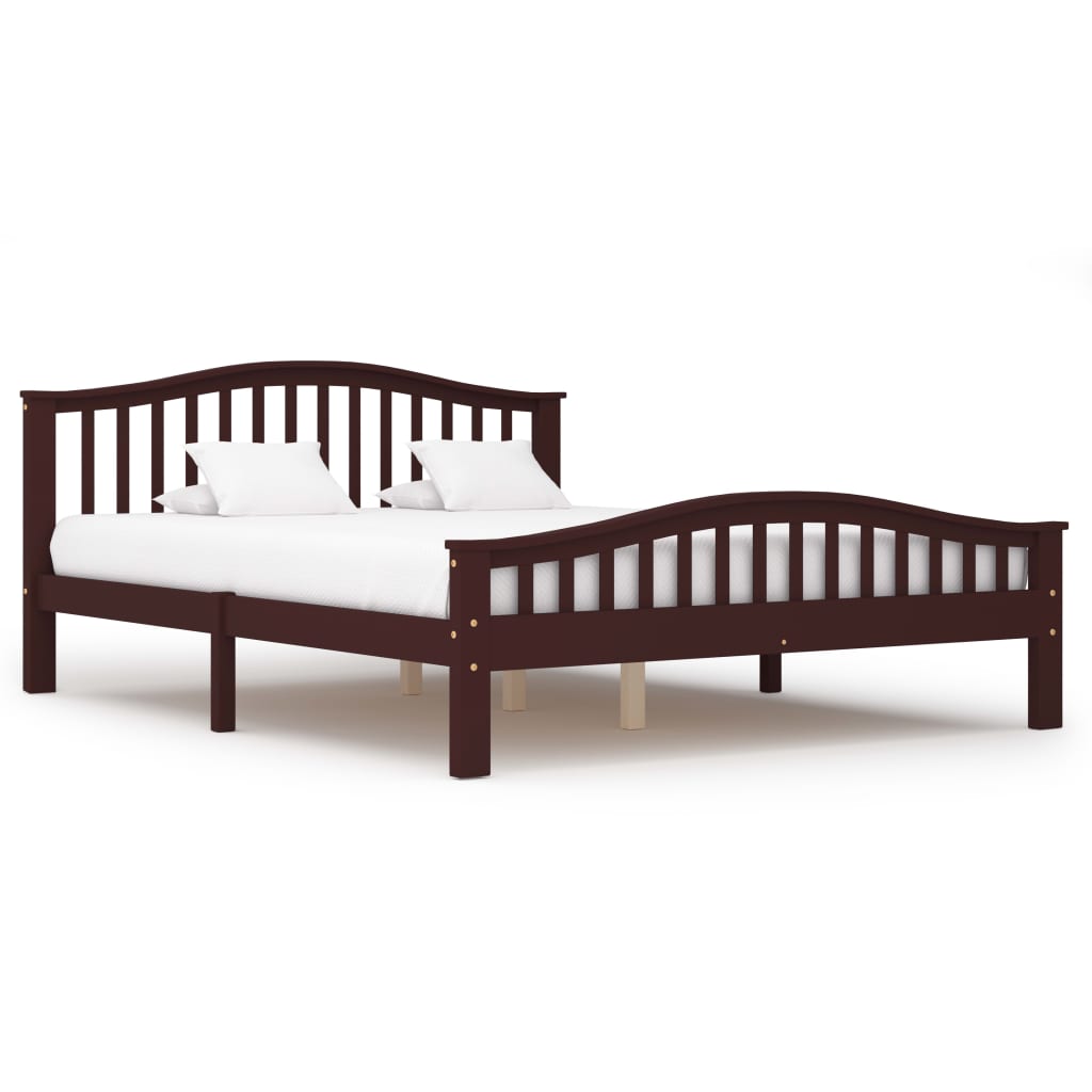 

vidaXL Bedframe met 2 lades massief grenenhout donkerbruin 160x200 cm