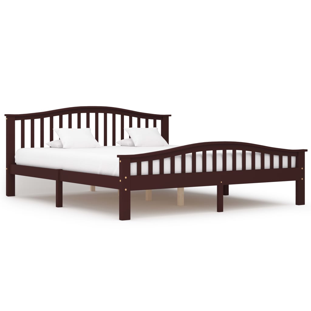 

vidaXL Bedframe met 2 lades massief grenenhout donkerbruin 180x200 cm