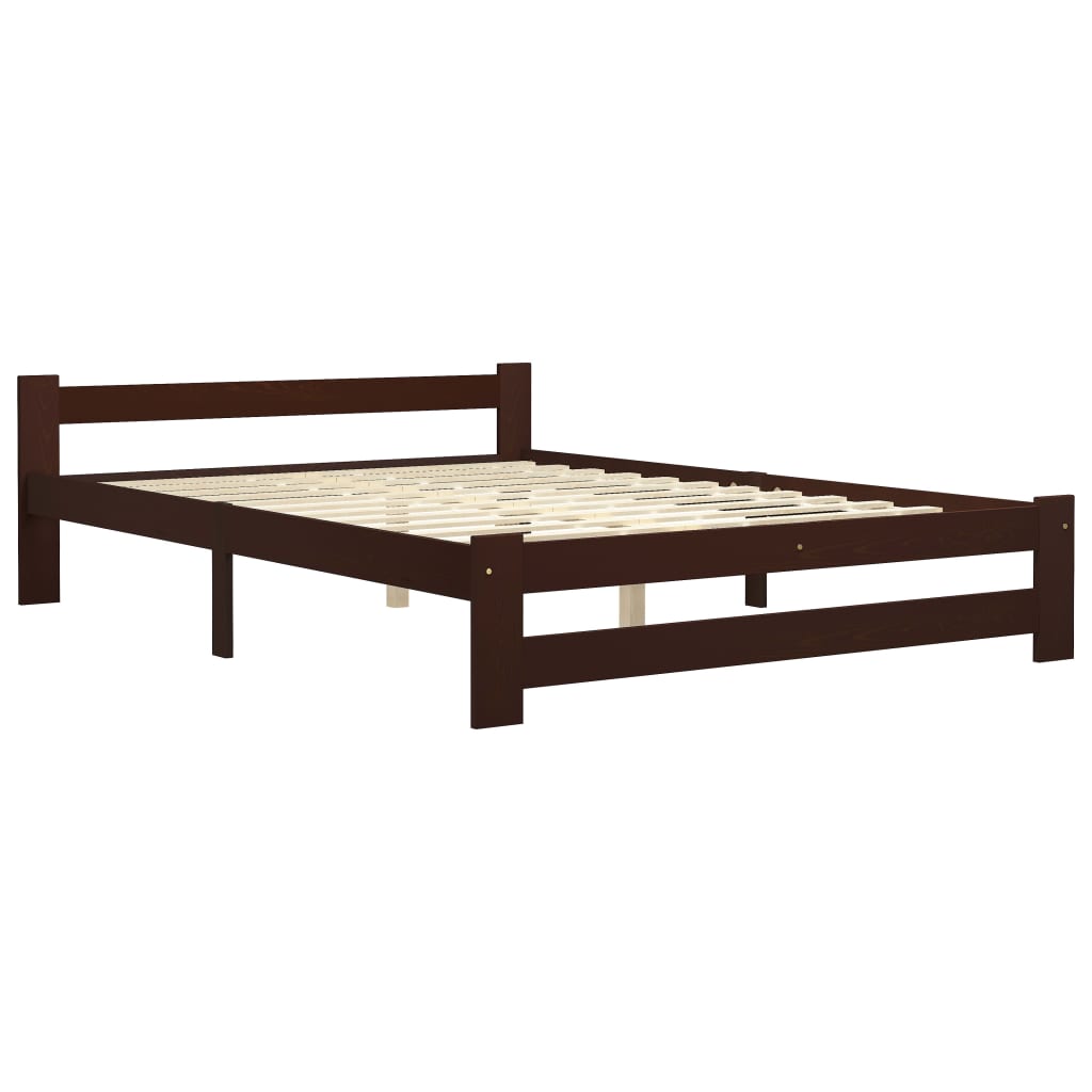 

vidaXL Bedframe met 2 lades massief grenenhout donkerbruin 160x200 cm