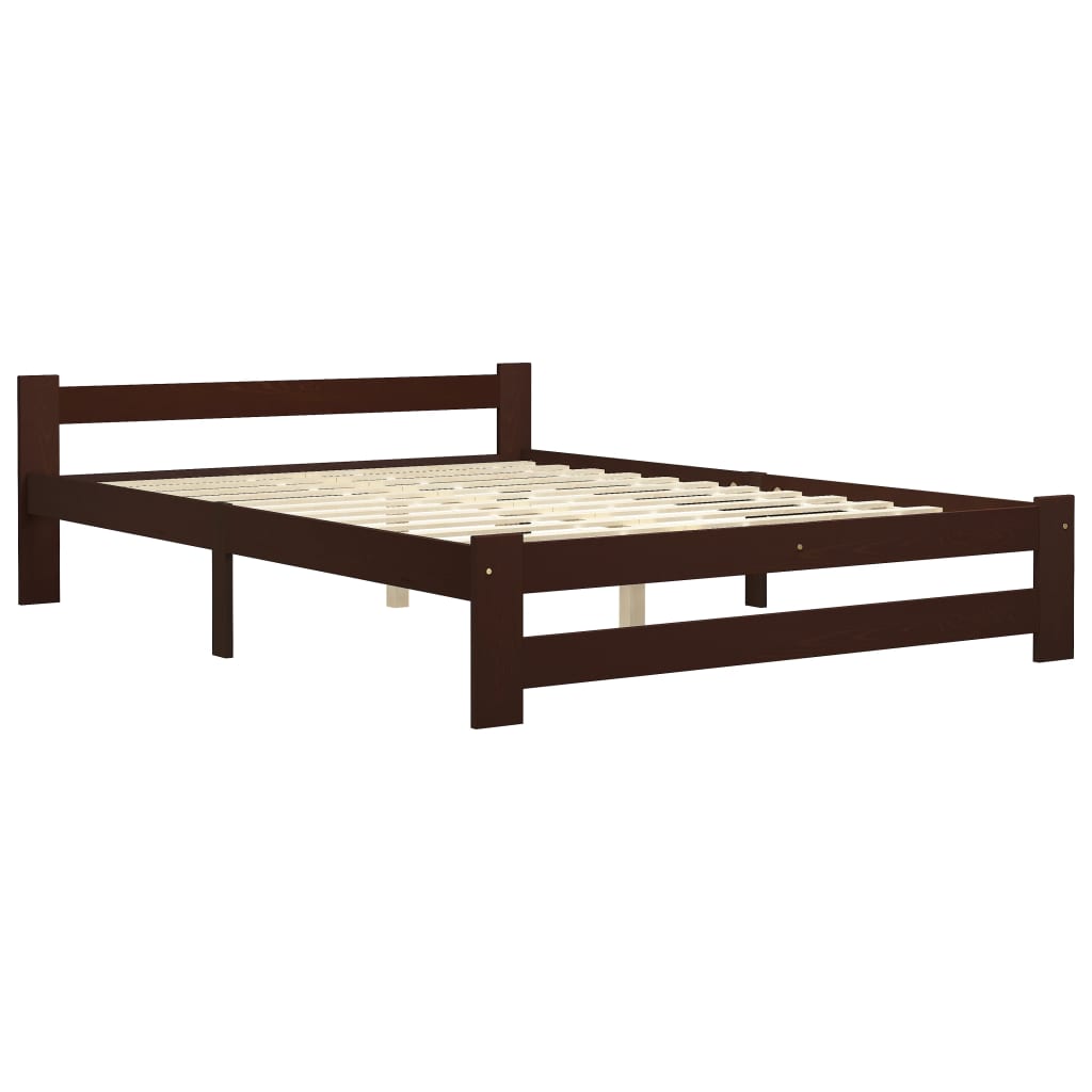 

vidaXL Bedframe met 2 lades massief grenenhout donkerbruin 180x200 cm