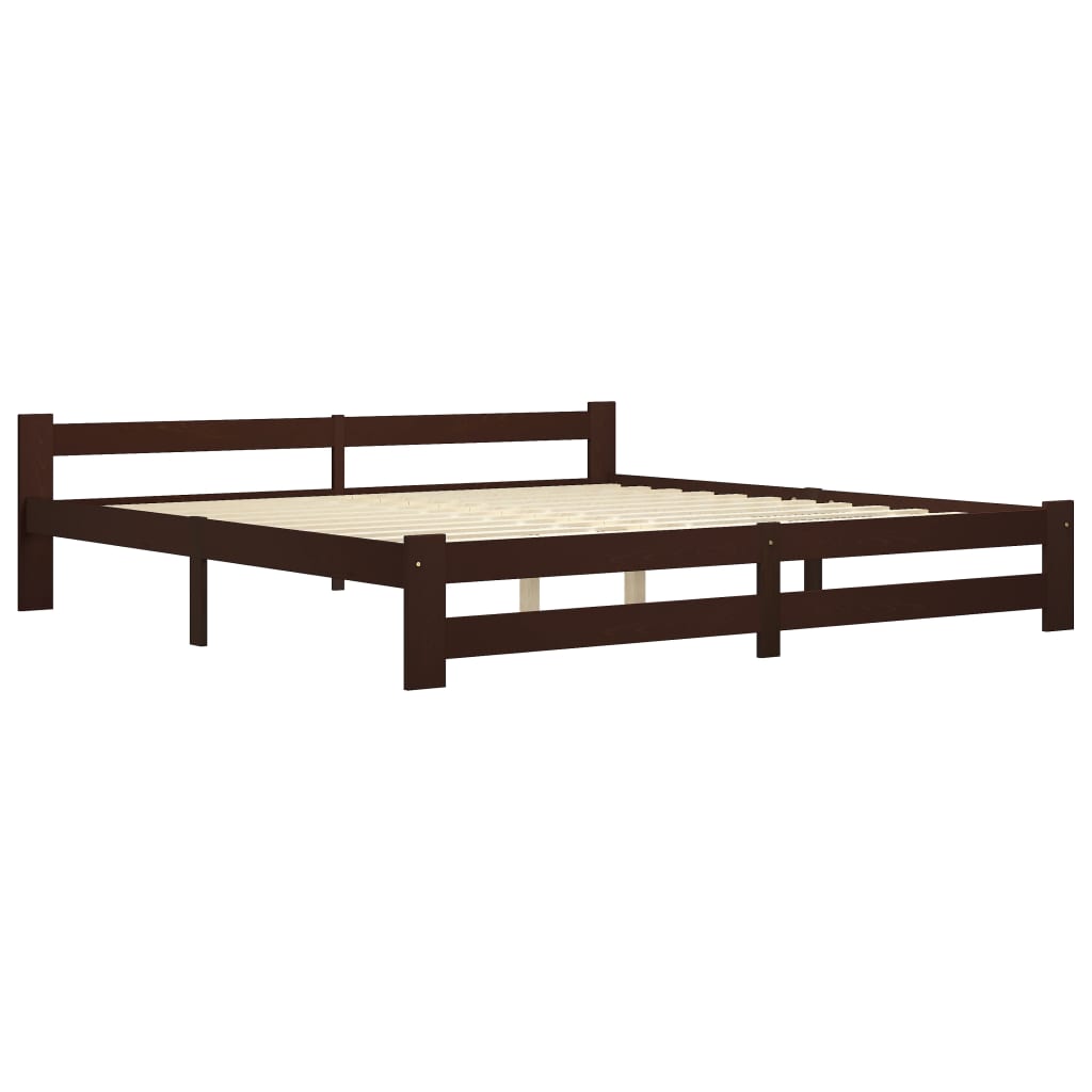 

vidaXL Bedframe met 2 lades massief grenenhout donkerbruin 200x200 cm