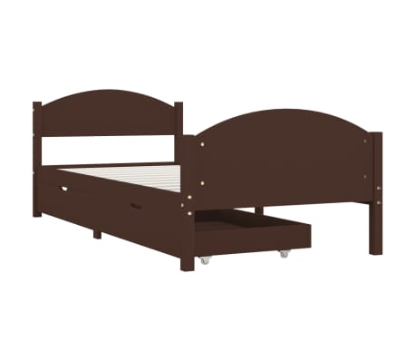vidaXL Cadre de lit avec 2 tiroirs Marron foncé 90x200 cm Pin massif