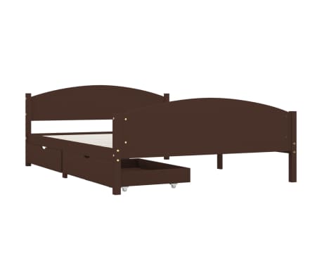 vidaXL Cadre de lit avec 2 tiroirs Marron foncé 140x200 cm Pin massif