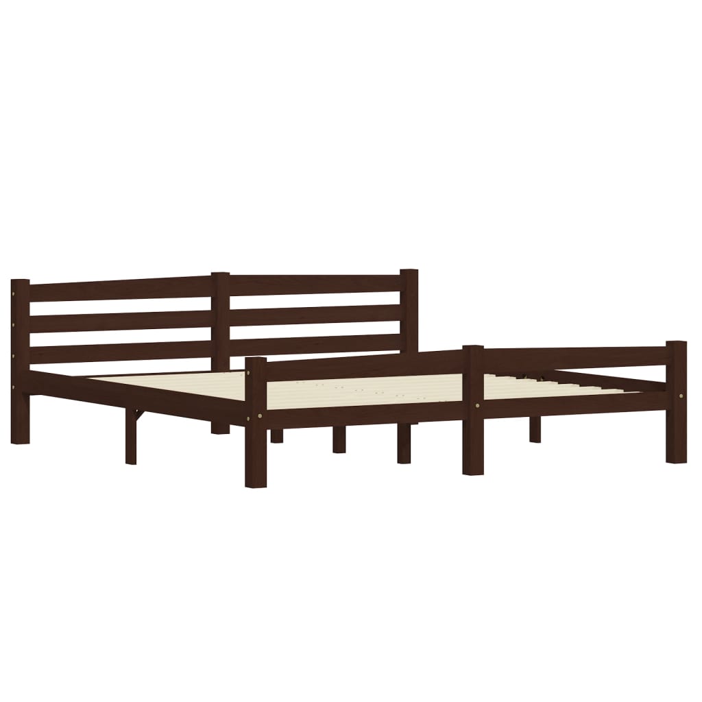 

vidaXL Bedframe met 2 lades massief grenenhout donkerbruin 180x200 cm