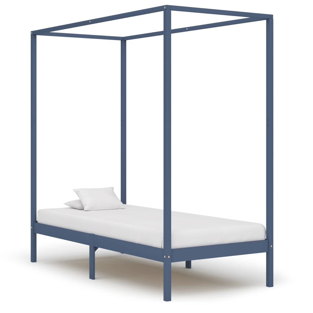 

vidaXL Hemelbedframe met 2 lades massief grenenhout grijs 90x200 cm