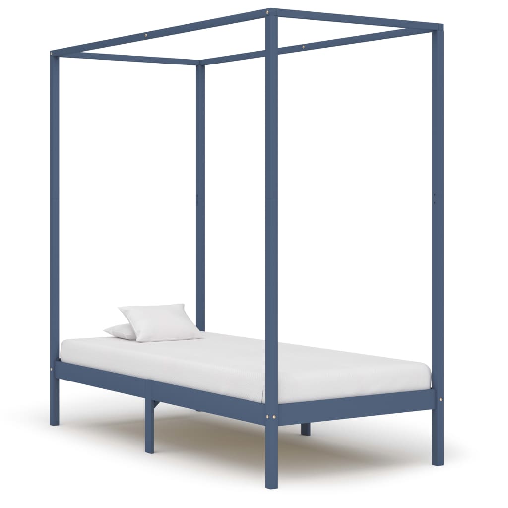 

vidaXL Hemelbedframe met 2 lades massief grenenhout grijs 100x200 cm
