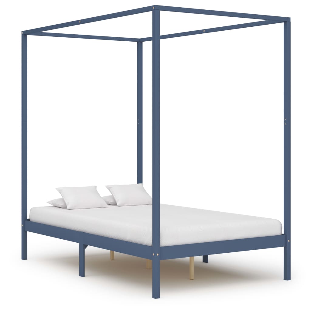 

vidaXL Hemelbedframe met 2 lades massief grenenhout grijs 120x200 cm