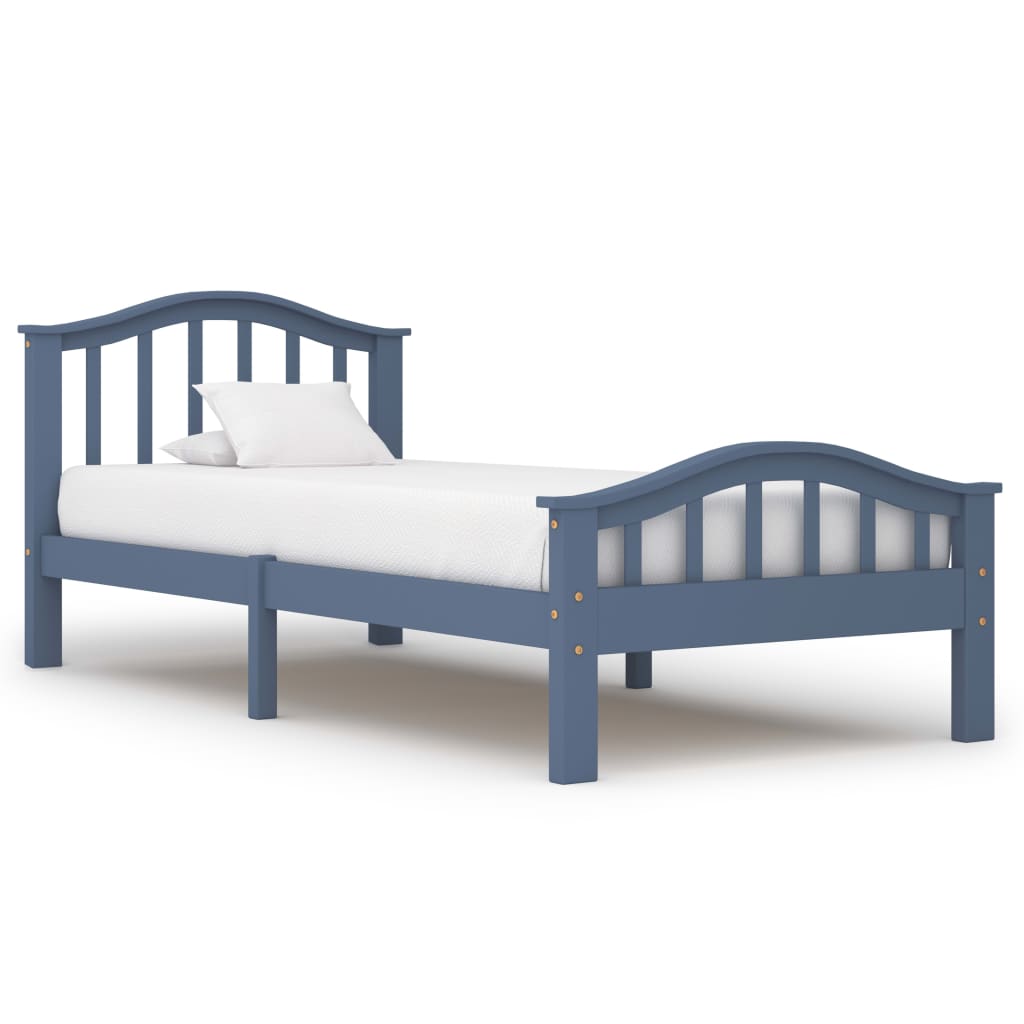 

vidaXL Bedframe met 2 lades massief grenenhout grijs 90x200 cm