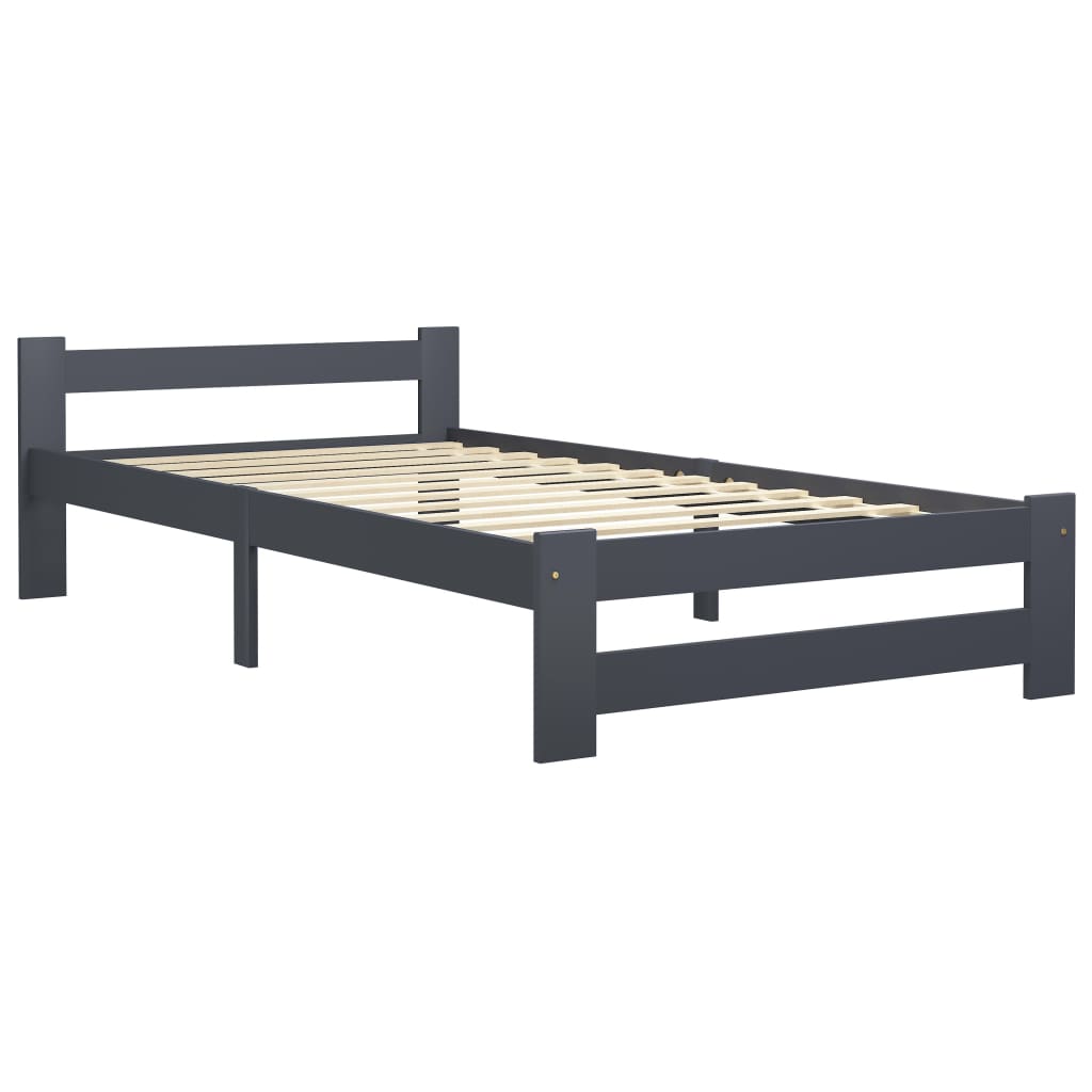 

vidaXL Bedframe met 2 lades massief grenenhout donkergrijs 90x200 cm