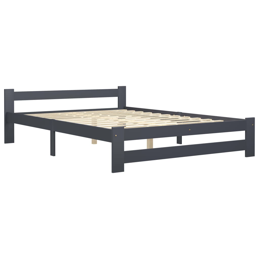 

vidaXL Bedframe met 2 lades massief grenenhout donkergrijs 120x200 cm