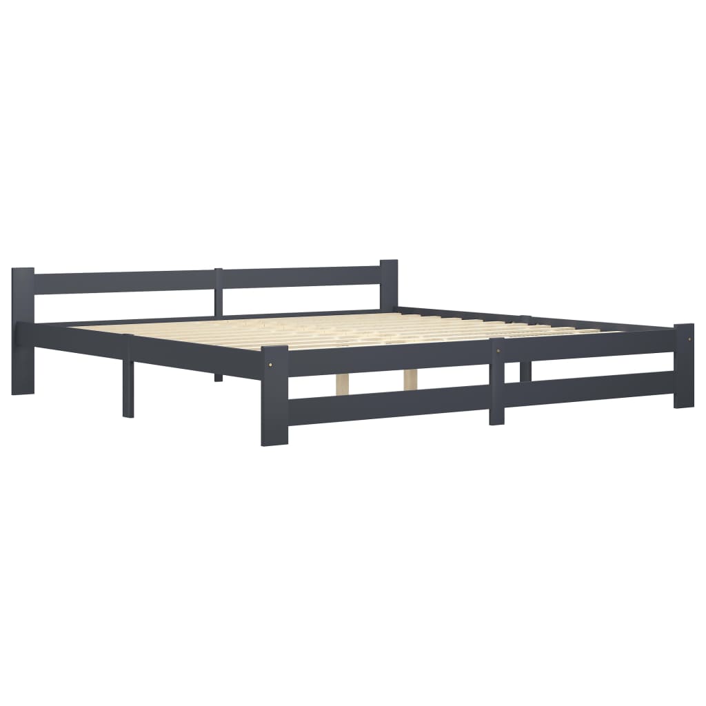 

vidaXL Bedframe met 2 lades massief grenenhout donkergrijs 200x200 cm