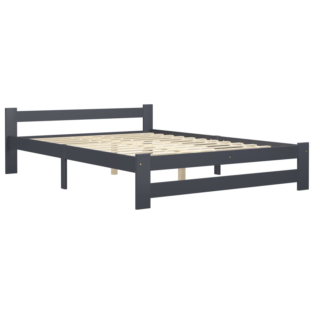 

vidaXL Bedframe met 4 lades massief grenenhout donkergrijs 140x200 cm