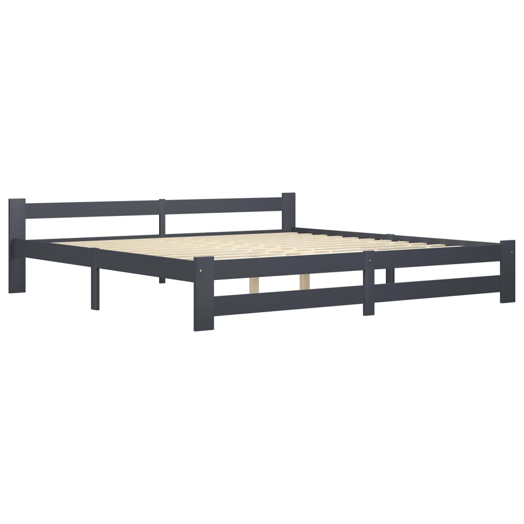 

vidaXL Bedframe met 4 lades massief grenenhout donkergrijs 200x200 cm
