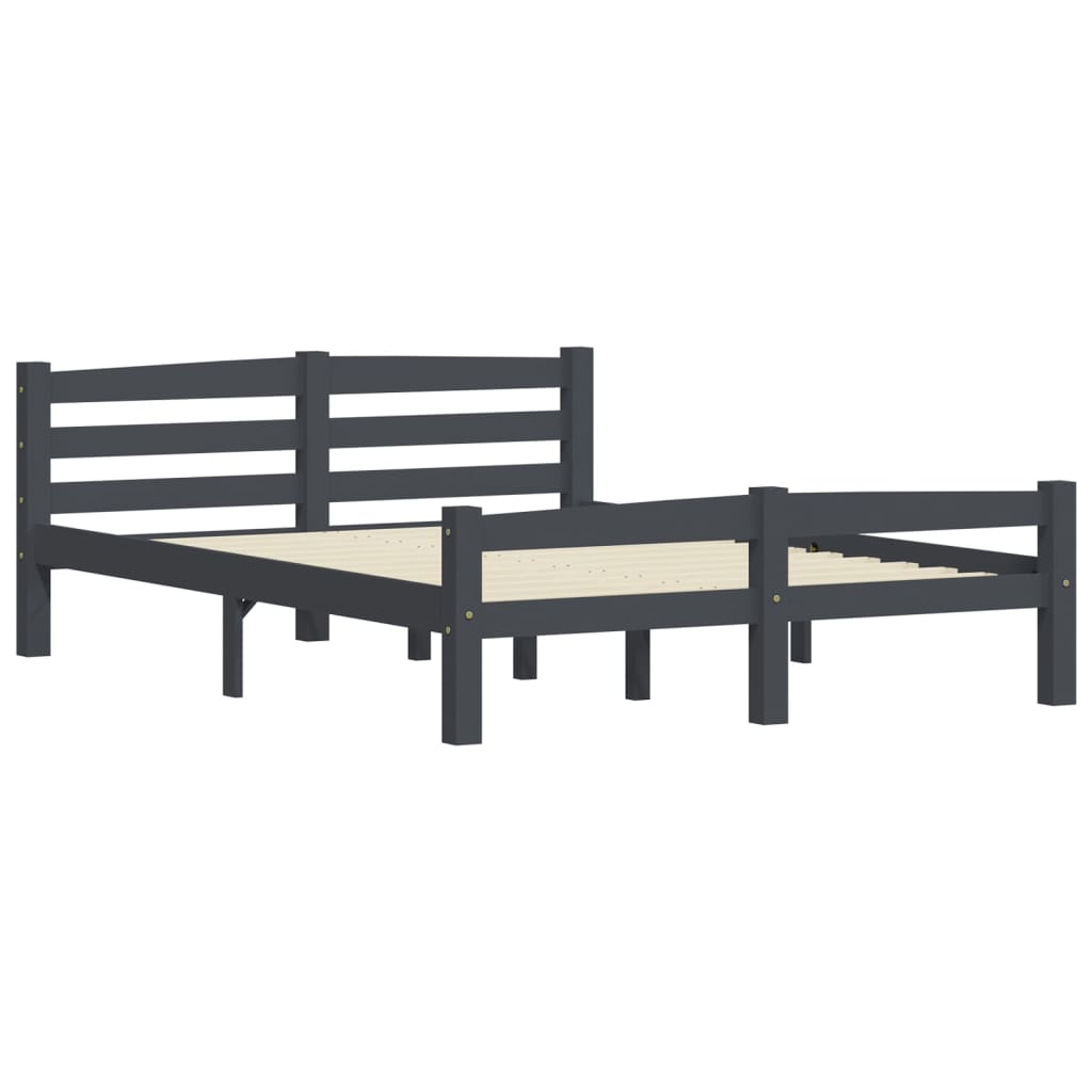 

vidaXL Bedframe met 2 lades massief grenenhout donkergrijs 120x200 cm