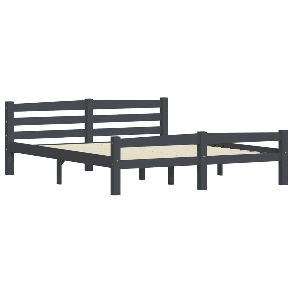 

vidaXL Bedframe met 2 lades massief grenenhout donkergrijs 160x200 cm