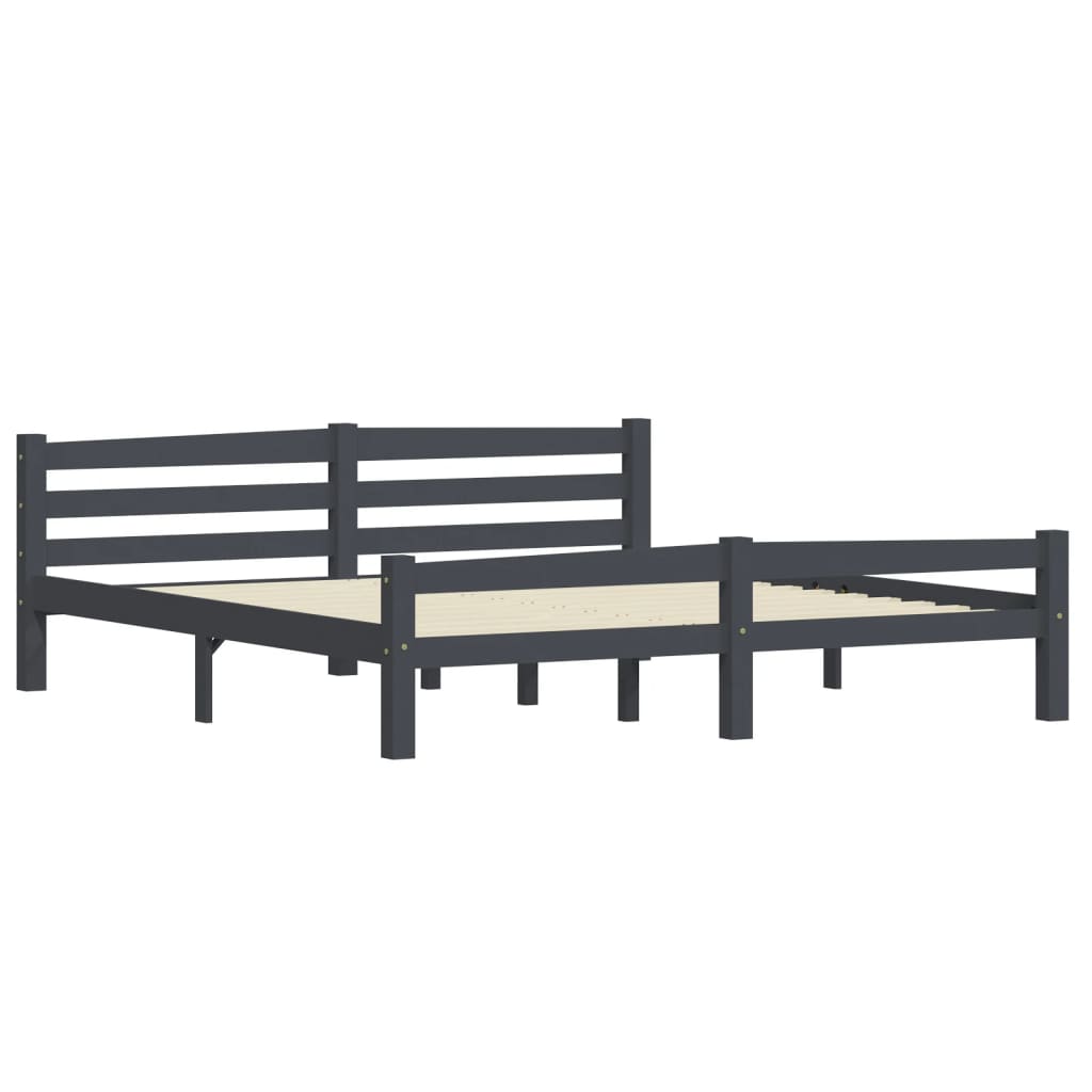 

vidaXL Bedframe met 2 lades massief grenenhout donkergrijs 180x200 cm