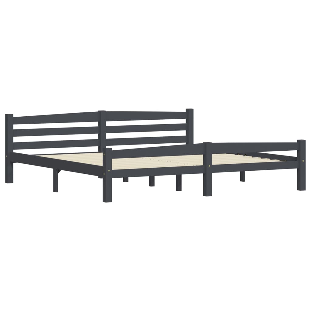 

vidaXL Bedframe met 2 lades massief grenenhout donkergrijs 200x200 cm