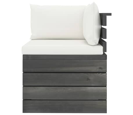 vidaXL Sofá de canto em paletes p/ jardim com almofadões pinho