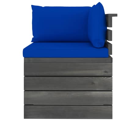 vidaXL fenyőfa kerti raklap sarokkanapé párnákkal