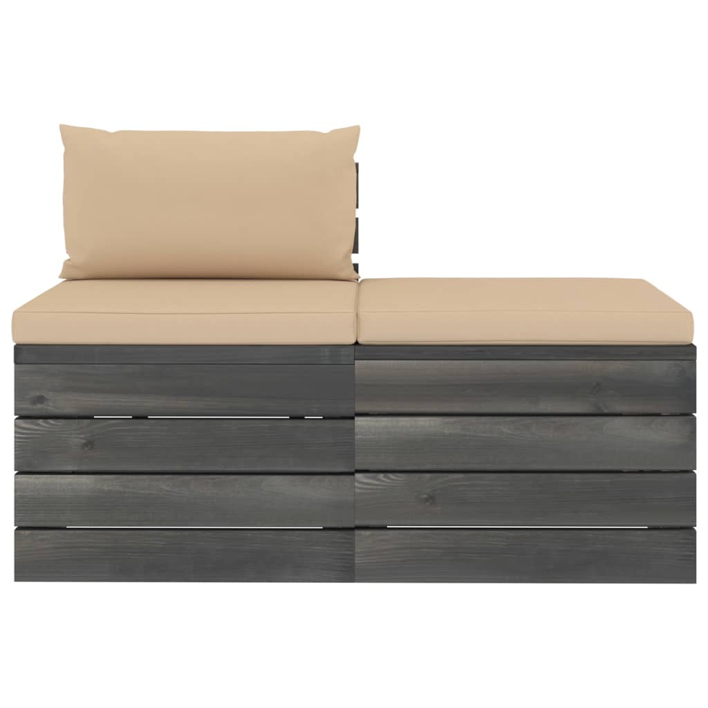 

vidaXL 2-delige Loungeset met kussens pallet massief grenenhout