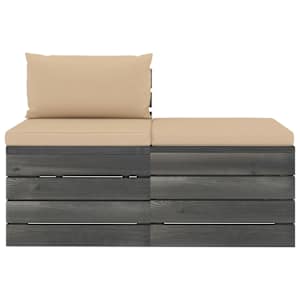 vidaXL Salon palette de jardin 2 pcs avec coussins Bois de pin massif