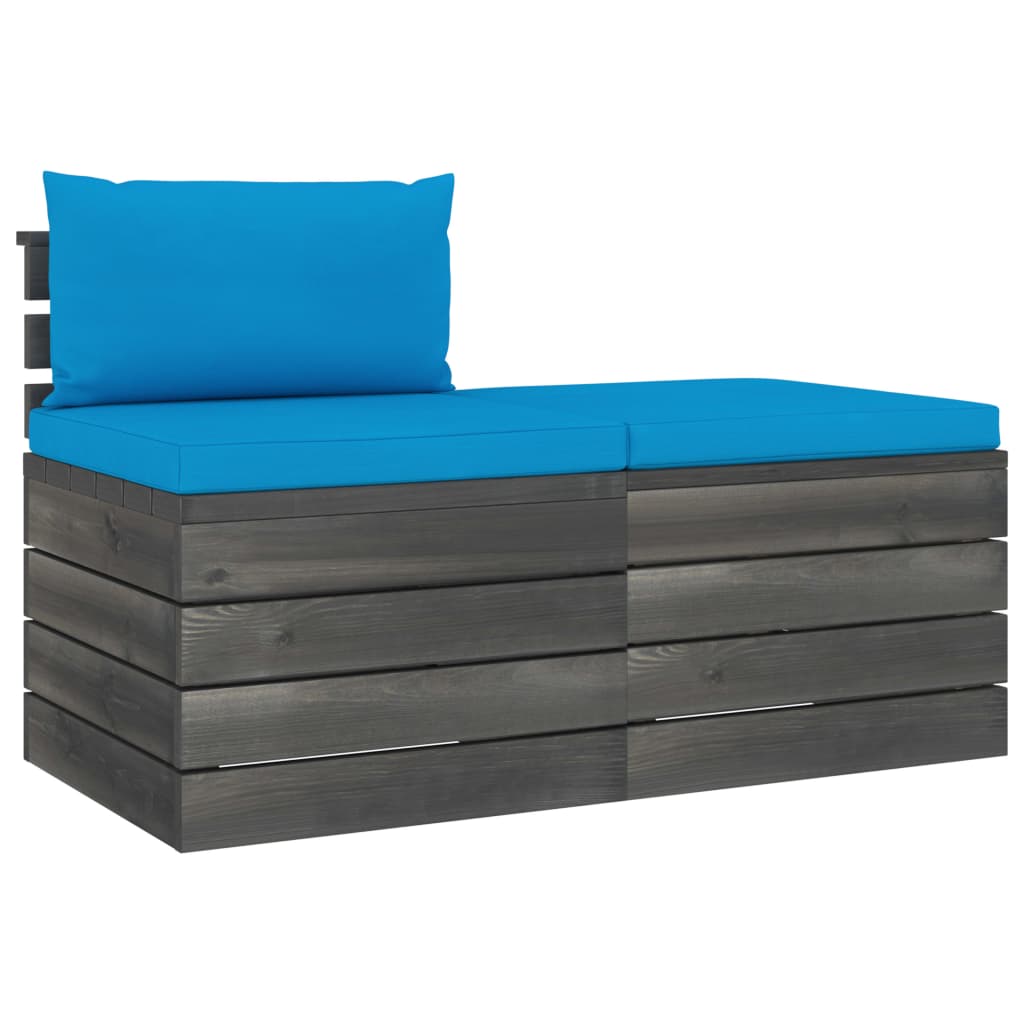 

vidaXL 2-delige Loungeset met kussens pallet massief grenenhout